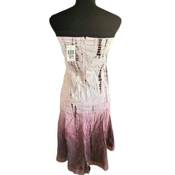 Guess Jeans Strapless Ombre Tie-Dye Dress Purple Pink Size L NWT - Picture 4 of 7